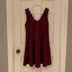 French Grey dress with scalloped neckline.